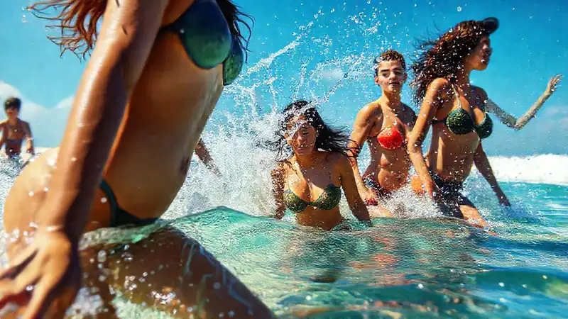 Una playa vibrante con cuerpos diversos